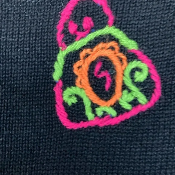 Vintage 1994 Michael Simon multi color crochet patch sweater Size S Purses - Picture 10 of 16